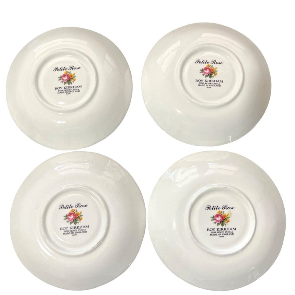 Roy Kirkham Petite Rose Fine Bone China 1996 Cup & Saucer Set Of 4 - Picture 5 of 6